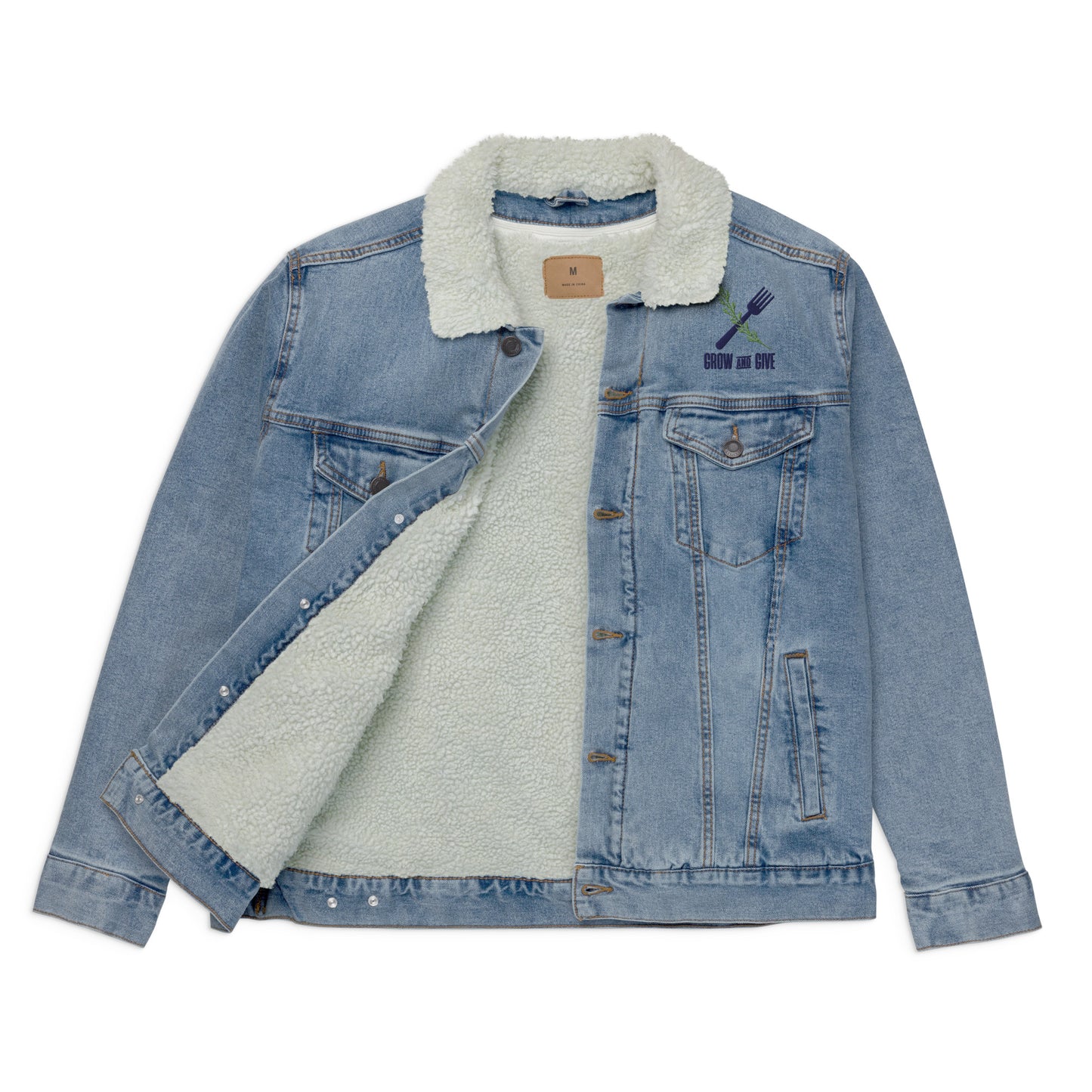 Grow & Give Unisex denim sherpa jacket